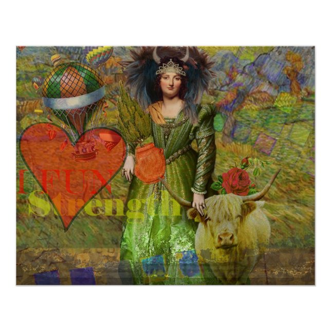 Póster Taurus clásico retrato de mujer gótica (Anverso)