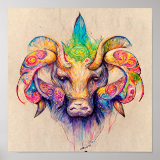 Póster Taurus es un poster de señas de la tierra