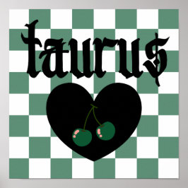 Póster Taurus Gothic Aestética a cuadros de cerezo