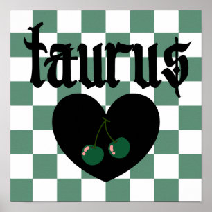 Póster Taurus Gothic Aestética a cuadros de cerezo