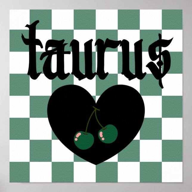 Póster Taurus Gothic Aestética a cuadros de cerezo (Frente)