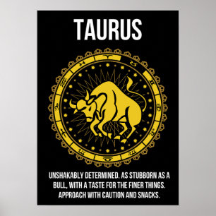 Póster Taurus - Horoscopio, Humor divertido de Rótulo Zod