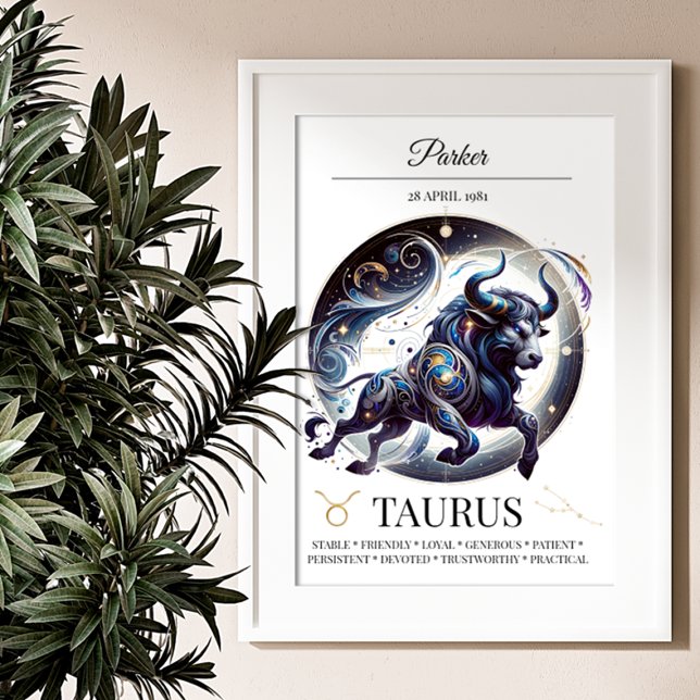 Póster Taurus Personalizado Elegante Acuarela Zodiac (Subido por el creador)