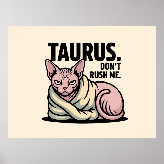 Póster Taurus Sphynx Cat Zodiac Attitude Illustration (Frente)