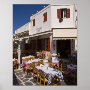 Póster Taverna Nikos, Mykonos, Islas Cícladas, Grecia