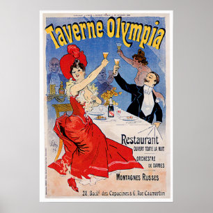 Póster Taverne Olympia Vintage Restaurant Ad Art