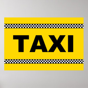 Póster TAXI Sign POSTER Classic Yellow Black and White