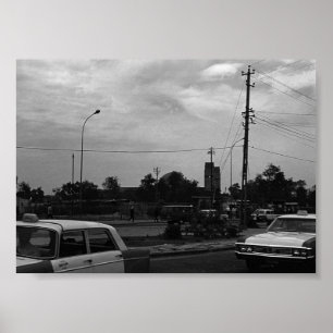 Póster Taxis antiguos de la calle de Bagdad Irak