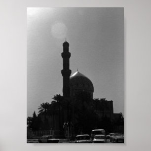 Póster Taxis de la mezquita de Bagdad en el Iraq de la an