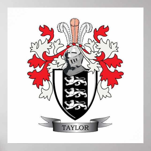 Póster Taylor Family Crest Coat of Arms (Frente)