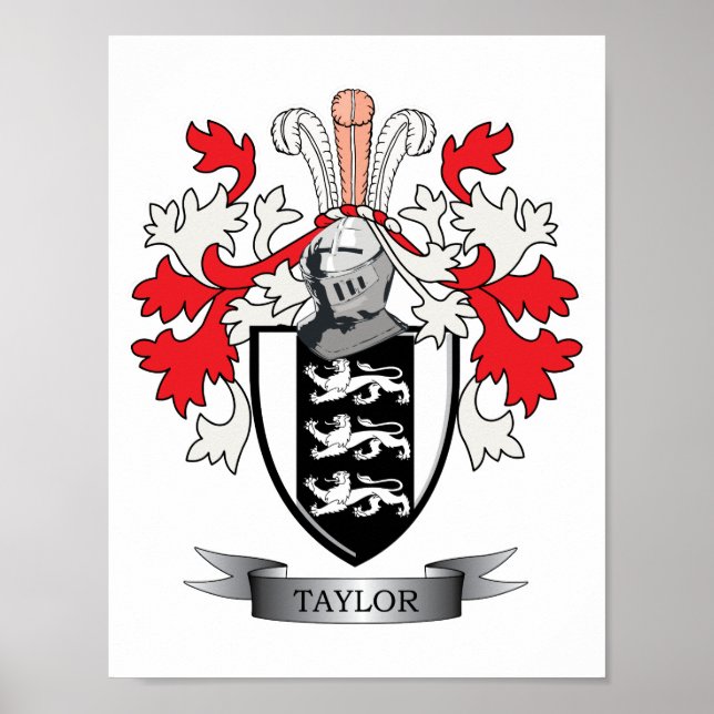 Póster Taylor Family Crest Coat of Arms (Frente)