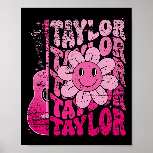 Póster Taylor Nombre I Love Taylor Chica Groovy 80's V (Frente)