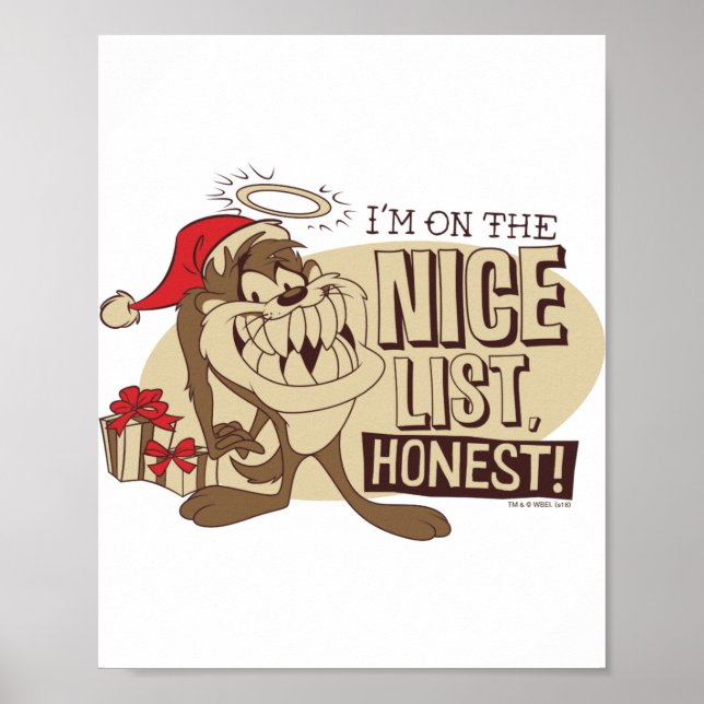 Póster Taz Im On The Nice List  (Frente)