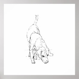 Póster Taza Beagle – Perro de Tinta Dibujado a Mano