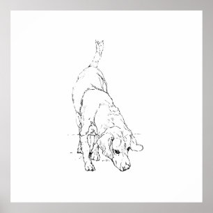 Póster Taza Beagle – Perro de Tinta Dibujado a Mano