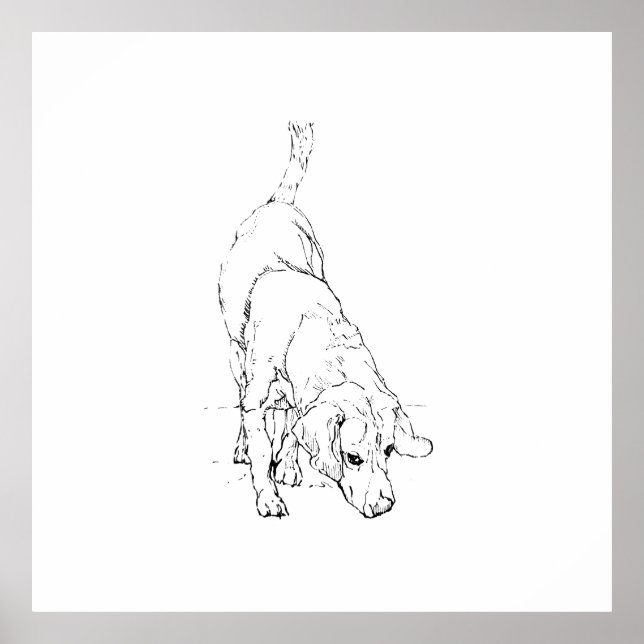 Póster Taza Beagle – Perro de Tinta Dibujado a Mano  (Frente)
