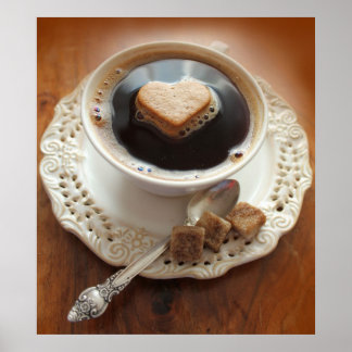 Póster taza de café con corazón