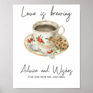 Póster Taza de café - Consejos y deseos para recién casad