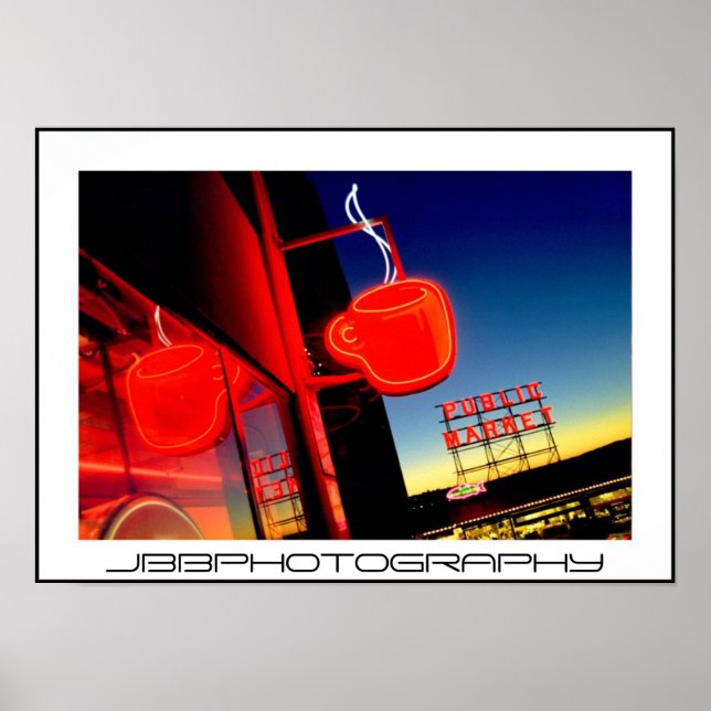 Póster taza de café de neón (Frente)