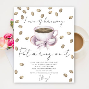 Póster Taza de café, ducha de novia, ponle un anillo jueg