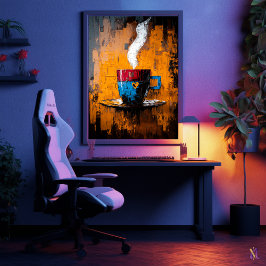 Póster Taza de café expresionista contemporánea Momentos 