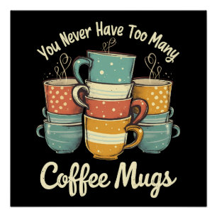 Póster Taza de café retro apilada diseño vintage