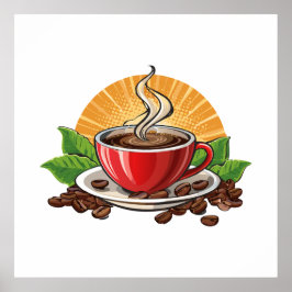 Póster Taza de café roja