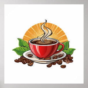 Póster Taza de café roja