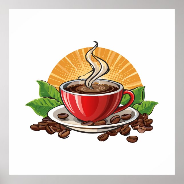 Póster Taza de café roja (Frente)