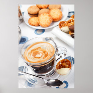Póster Taza de café y galleta