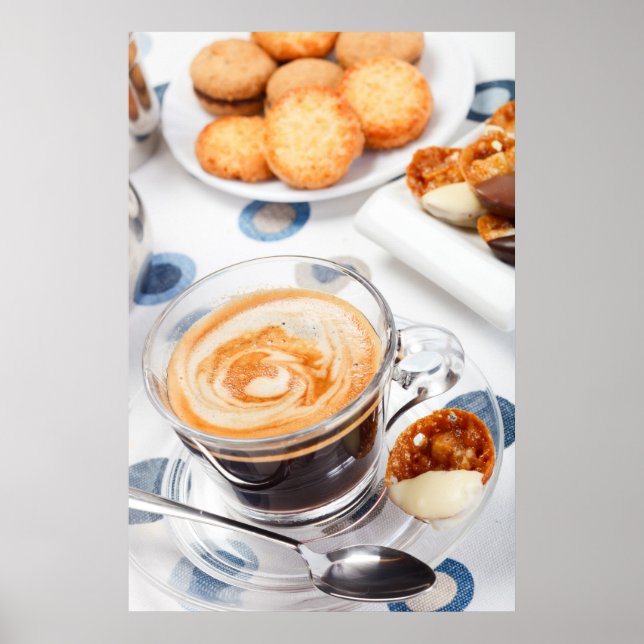 Póster Taza de café y galleta (Frente)