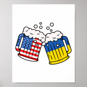 Póster Taza de cerveza de la bandera estadounidense de Uc