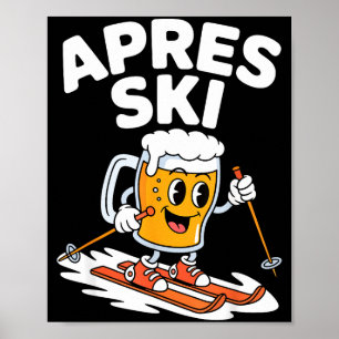 Póster Taza de cerveza después de esquiar divertido vacac