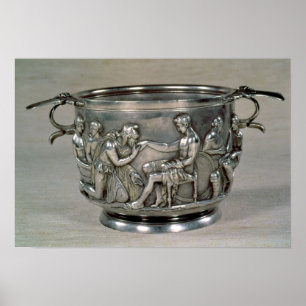 Póster Taza de consumición romana de la plata-cerda joven