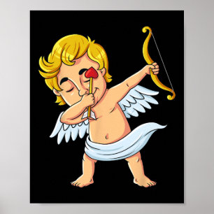 Póster Taza de Cupido con Dabbing Día de San Valentín Div
