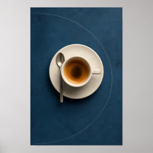Póster Taza de espresso minimalista – Azul marino Café mo