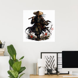 Póster Taza de Ronin Errante Místico | Guerrero Samurái e