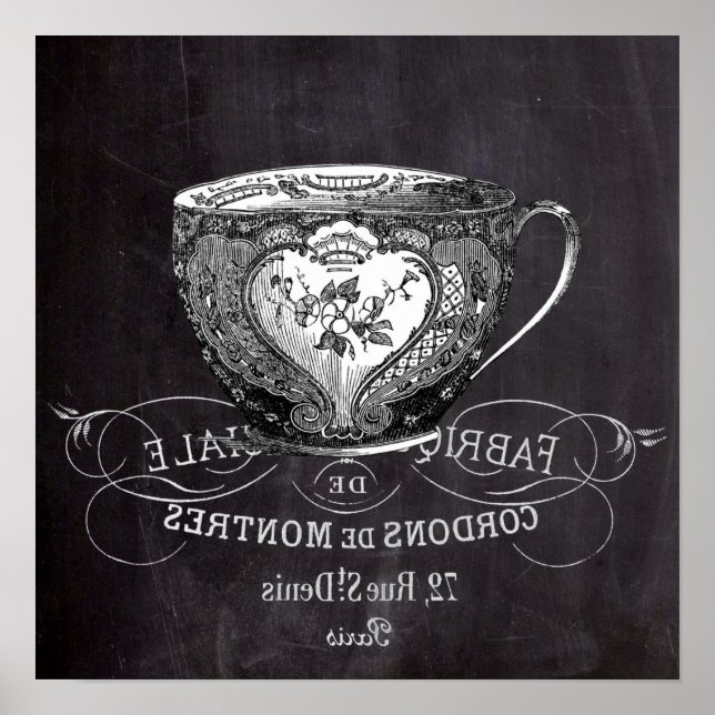 Póster Taza de té de pizarra Alice en el país de las mara (Frente)
