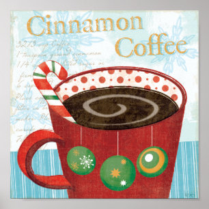 Póster Taza del día de fiesta con café del canela
