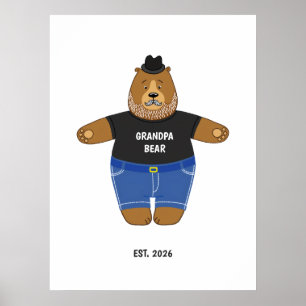 Póster Taza Especial Día del Padre Oso Papá Adorable