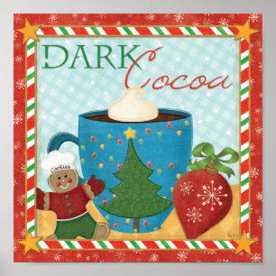 Póster Taza roja del navidad con cacao cremoso