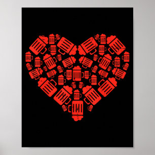 Póster Tazas de cerveza corazón divertido día de San Vale
