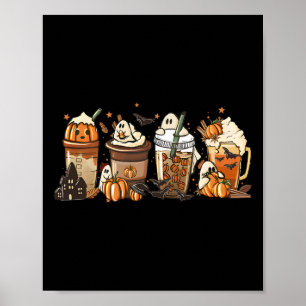 Póster Tazas de especias de calabaza latte otoño café fan