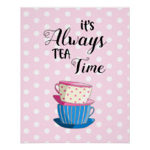Tazas de Té Es Siempre Hora del Té Puntos Rosados 
