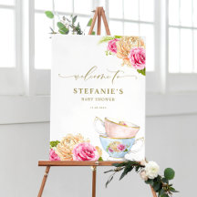 Tazas De Té Florales Acuarela Fiesta De Bebé Botán