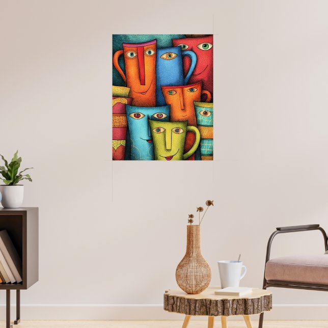 Póster Tazas sonrientes con personalidad extra (Salón 3)