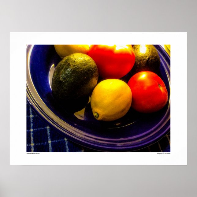 Póster Tazón azul del Poster de frutas (Frente)