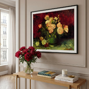Póster Tazón con peonías y rosas de Vincent van Gogh