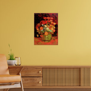 Póster Tazón con Zinnias de Vincent van Gogh,