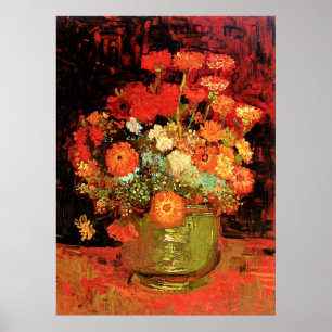 Póster Tazón con zinnias de Vincent van Gogh,